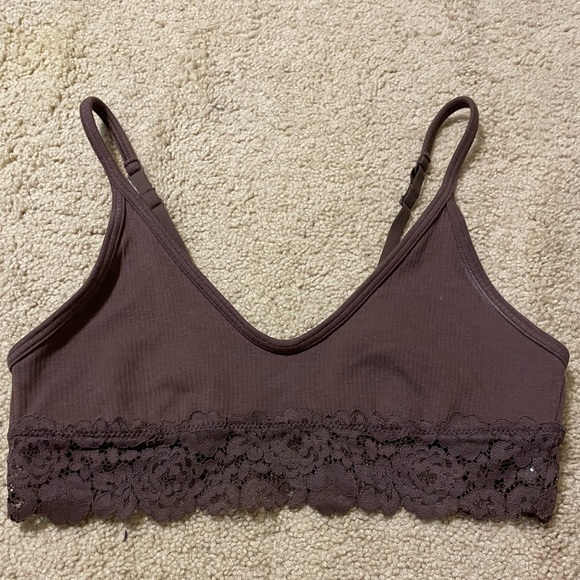 aerie Other - Aerie Brown Cotton Lace Unpadded Bralette